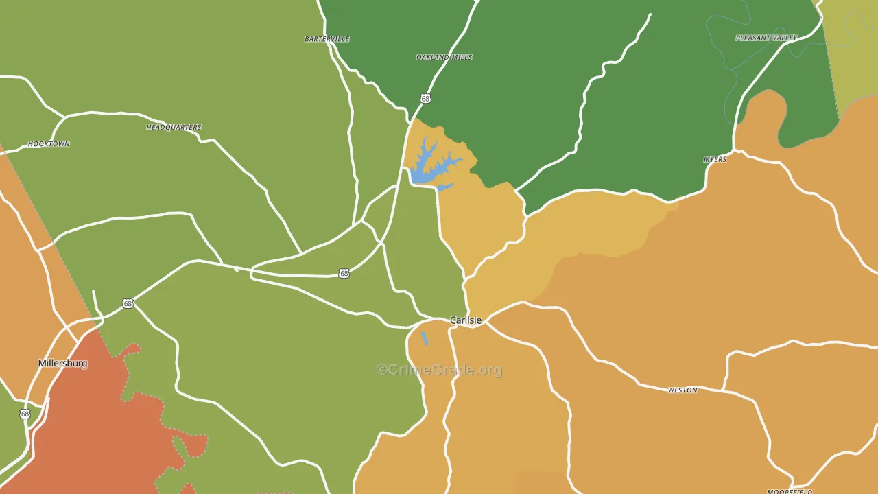 Carlisle, KY Map of Vandalism Rates
