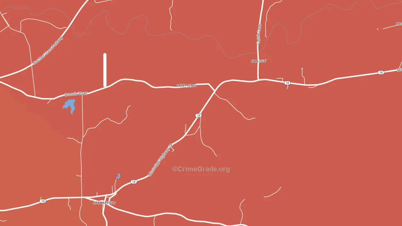 Carlisle, MS Map of Vandalism Rates