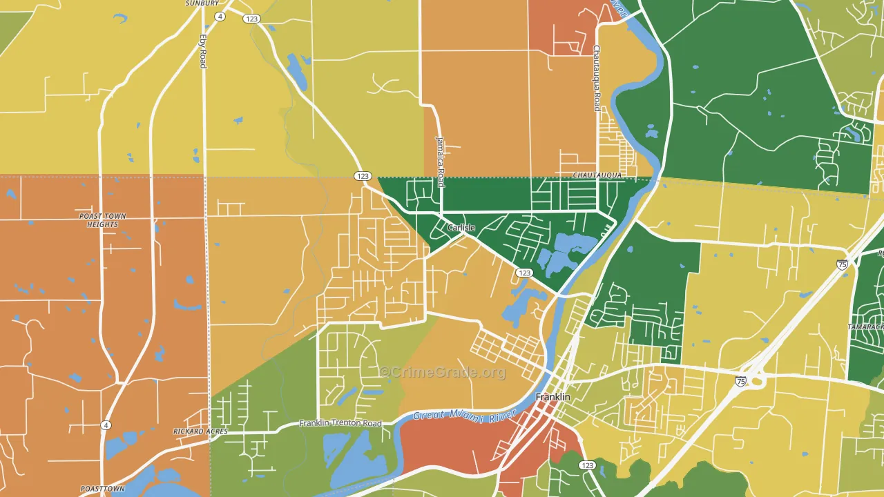 Carlisle, OH Map of Vandalism Rates