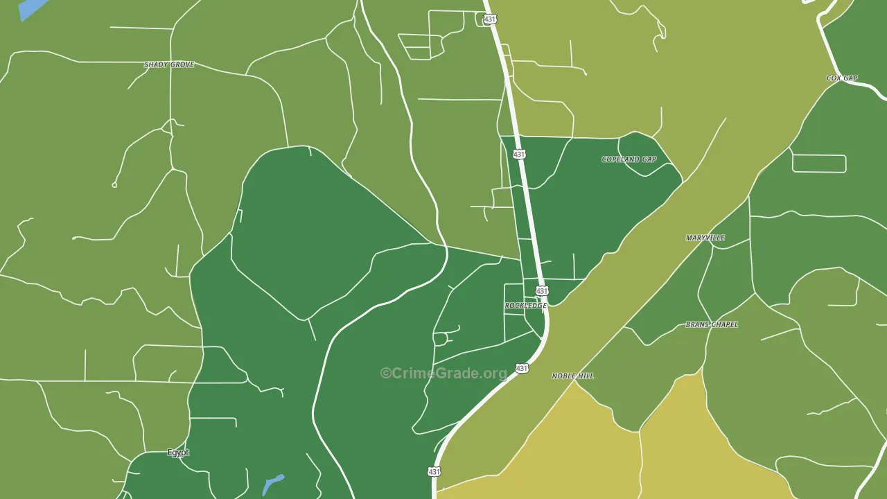 Carlisle-Rockledge, AL Map of Vandalism Rates
