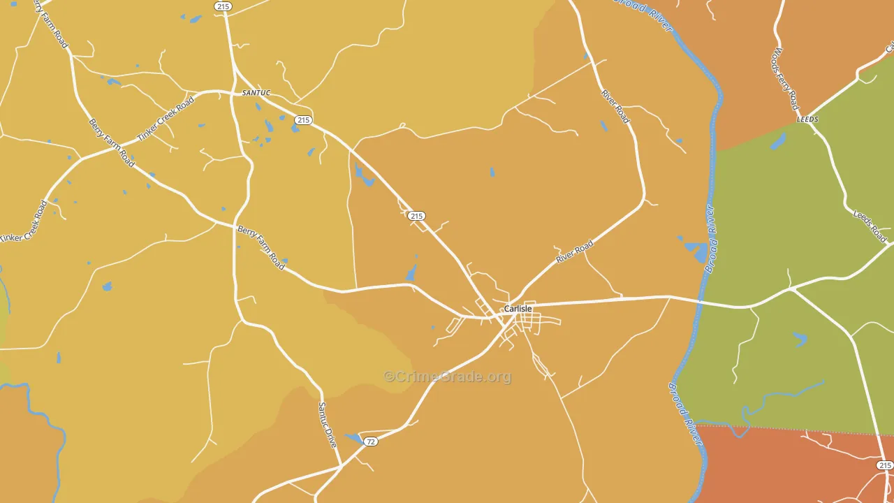 Carlisle, SC Map of Vandalism Rates