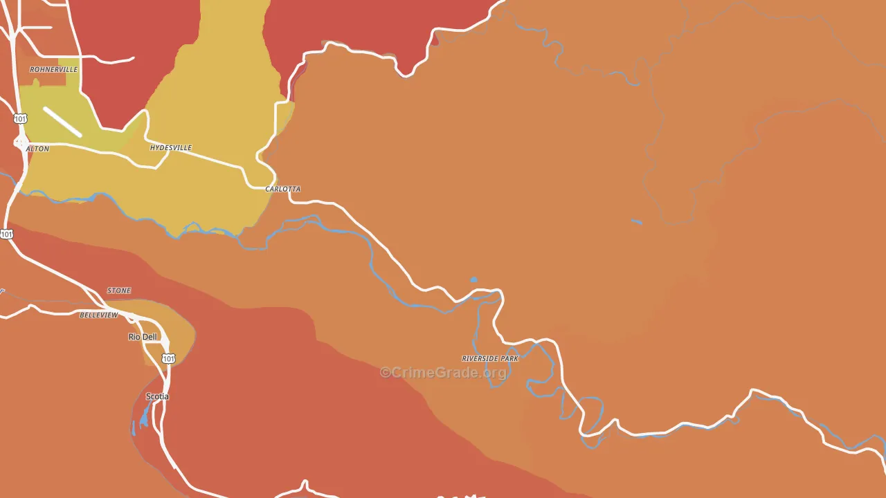 Carlotta, CA Map of Vandalism Rates