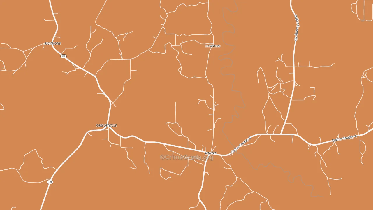 Carlowville, AL Map of Vandalism Rates