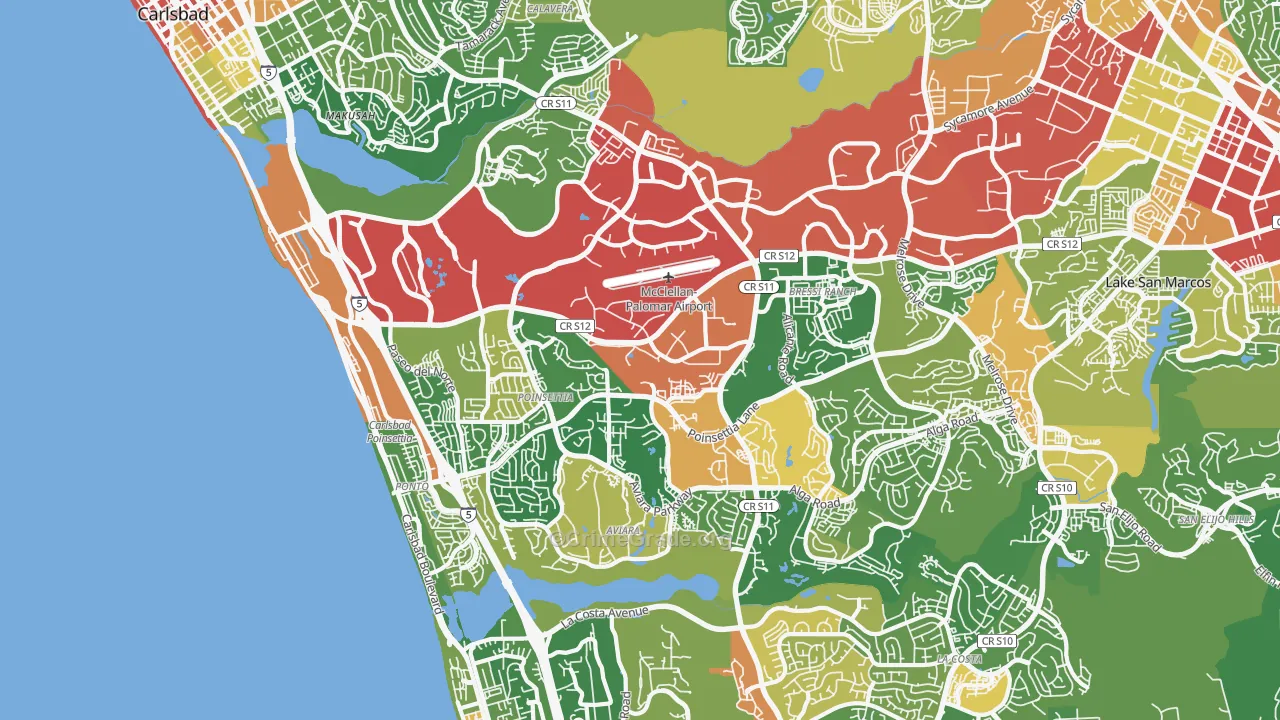 Carlsbad, CA Map of Vandalism Rates