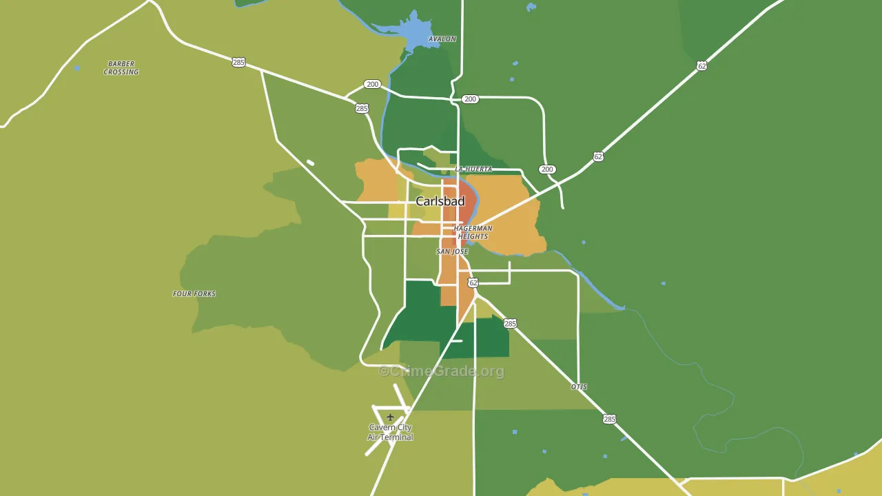 Carlsbad, NM Map of Vandalism Rates