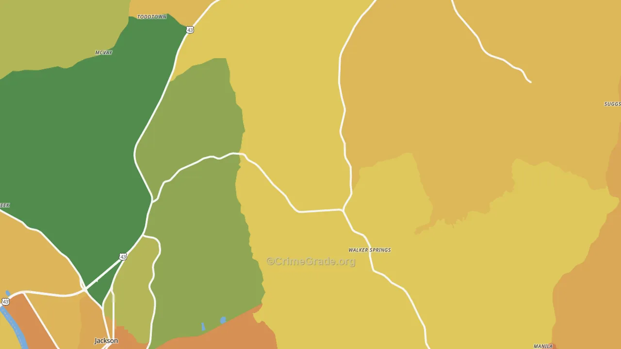 Carlton, AL Map of Vandalism Rates