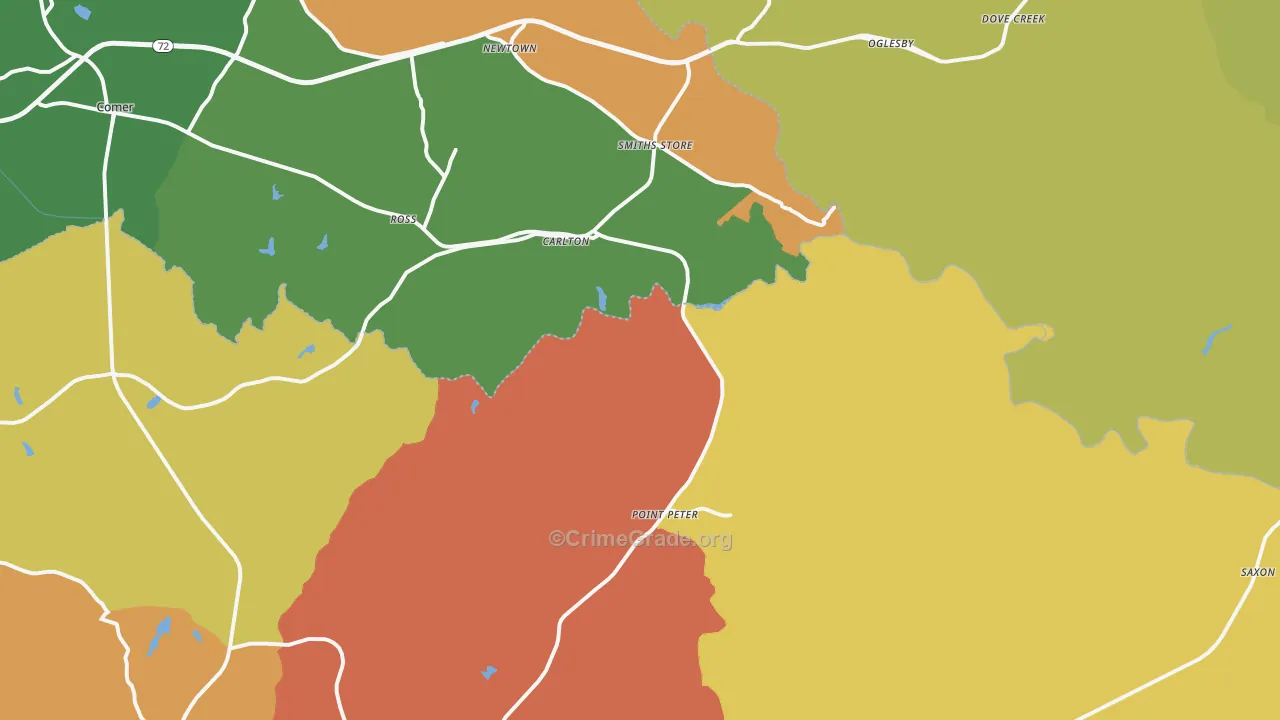 Carlton, GA Map of Vandalism Rates
