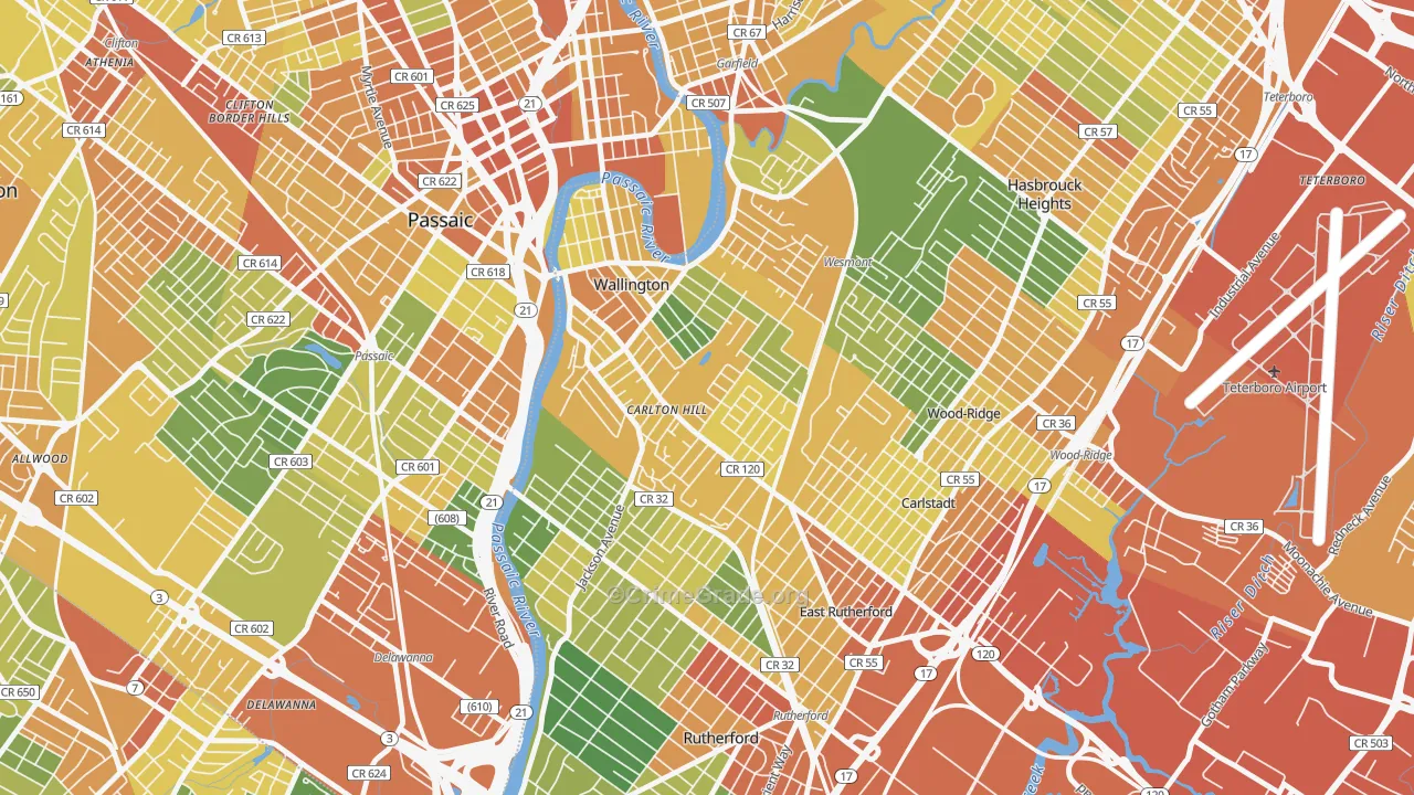 Carlton Hill, Wallington, NJ Map of Vandalism Rates