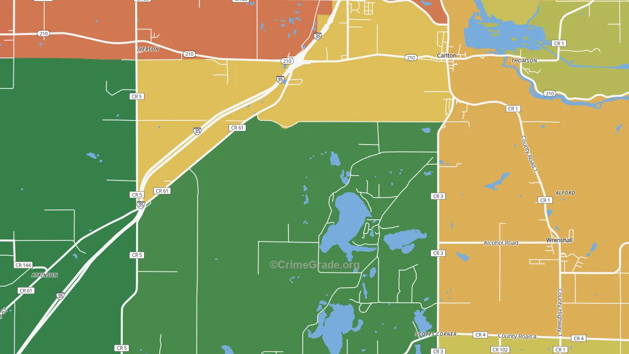 Carlton, MN Map of Vandalism Rates