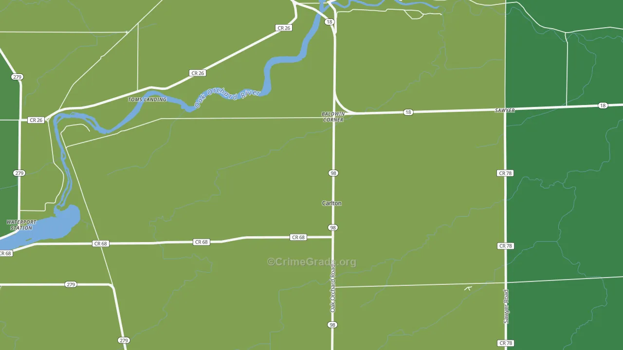 Carlton, NY Map of Vandalism Rates