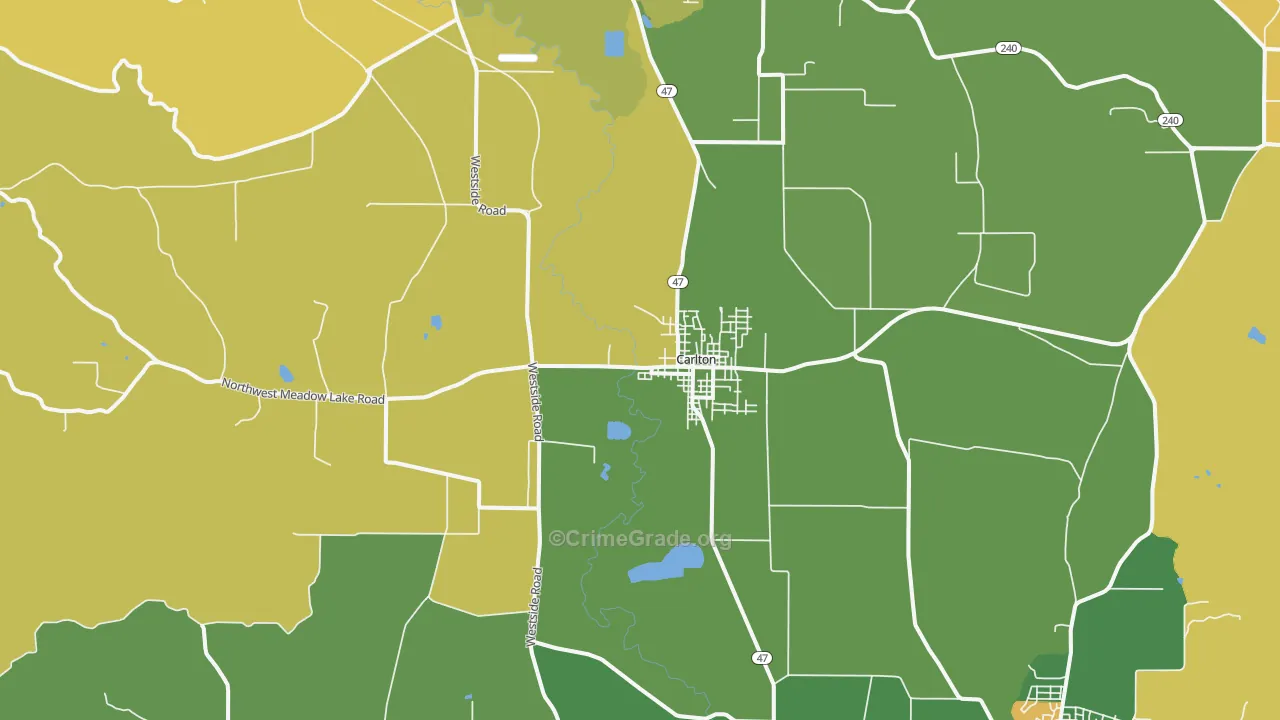Carlton, OR Map of Vandalism Rates