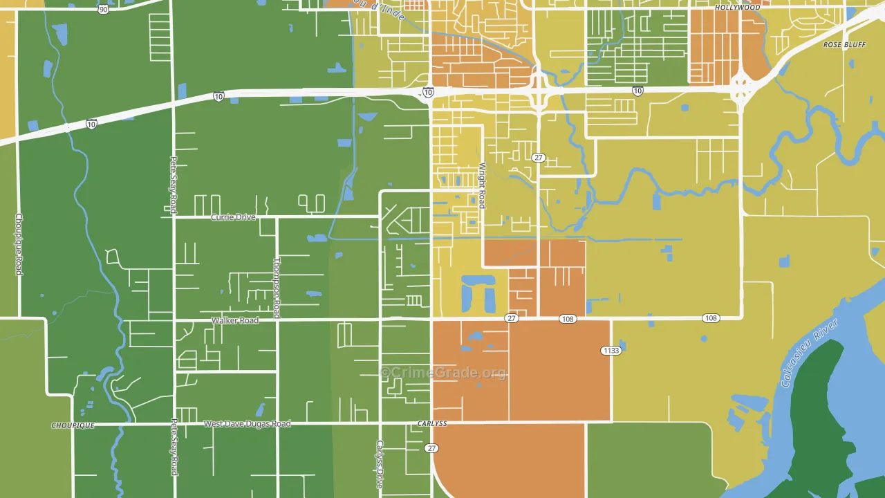 Carlyss, LA Map of Vandalism Rates