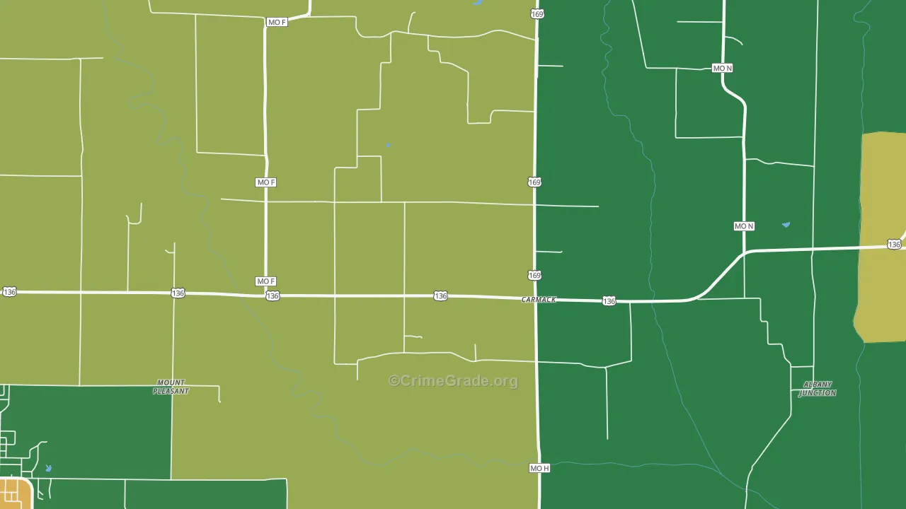 Carmack, MO Map of Vandalism Rates