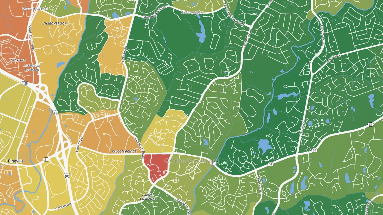 Carmel, Charlotte, NC Map of Vandalism Rates