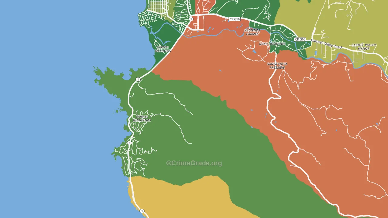 Carmel Highlands, CA Map of Vandalism Rates