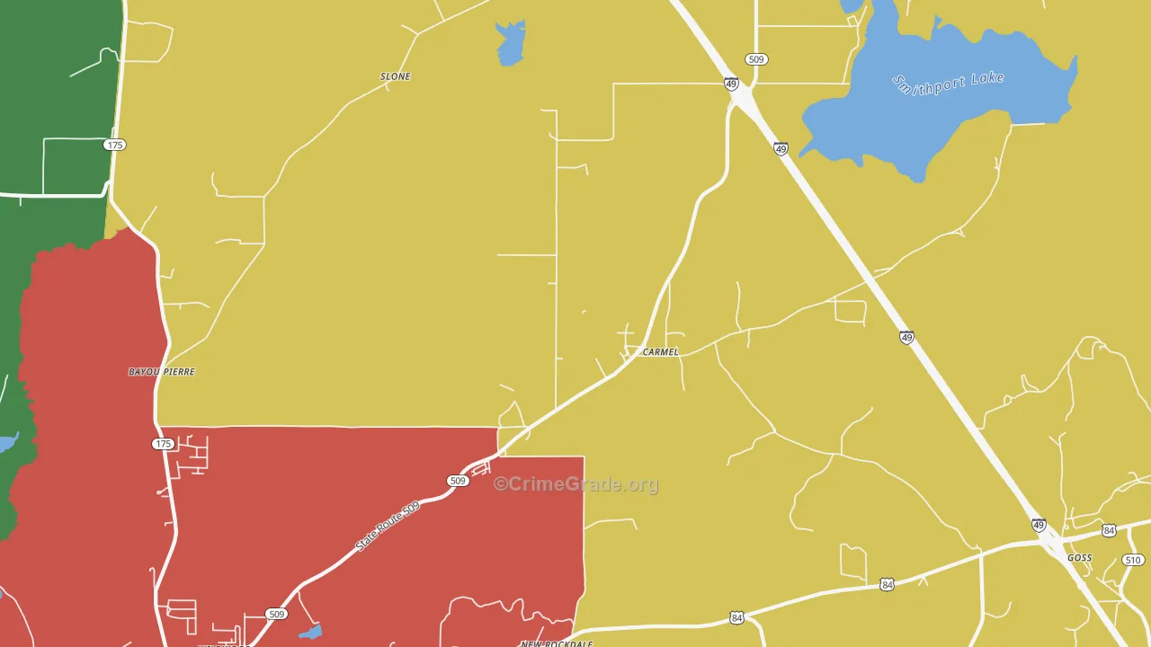 Carmel, LA Map of Vandalism Rates