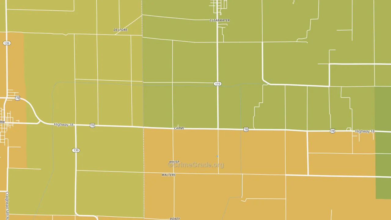 Carmi, AR Map of Vandalism Rates