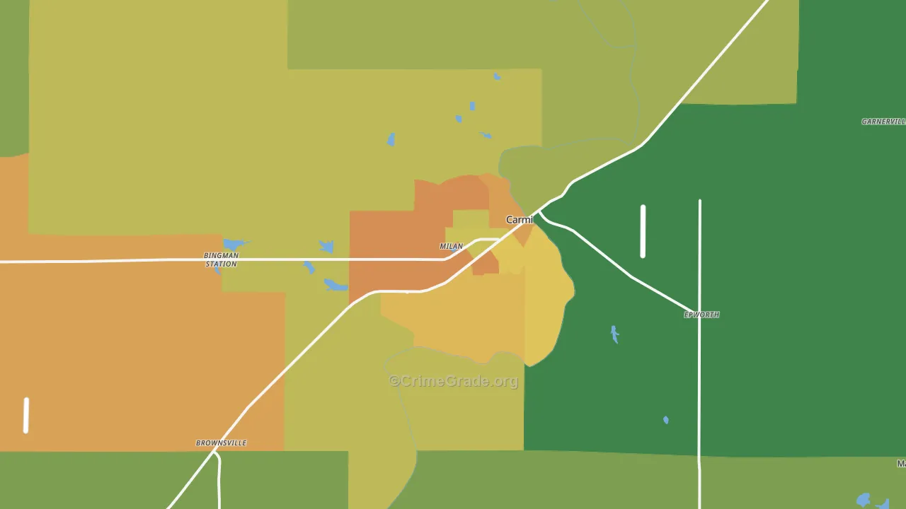 Carmi, IL Map of Vandalism Rates