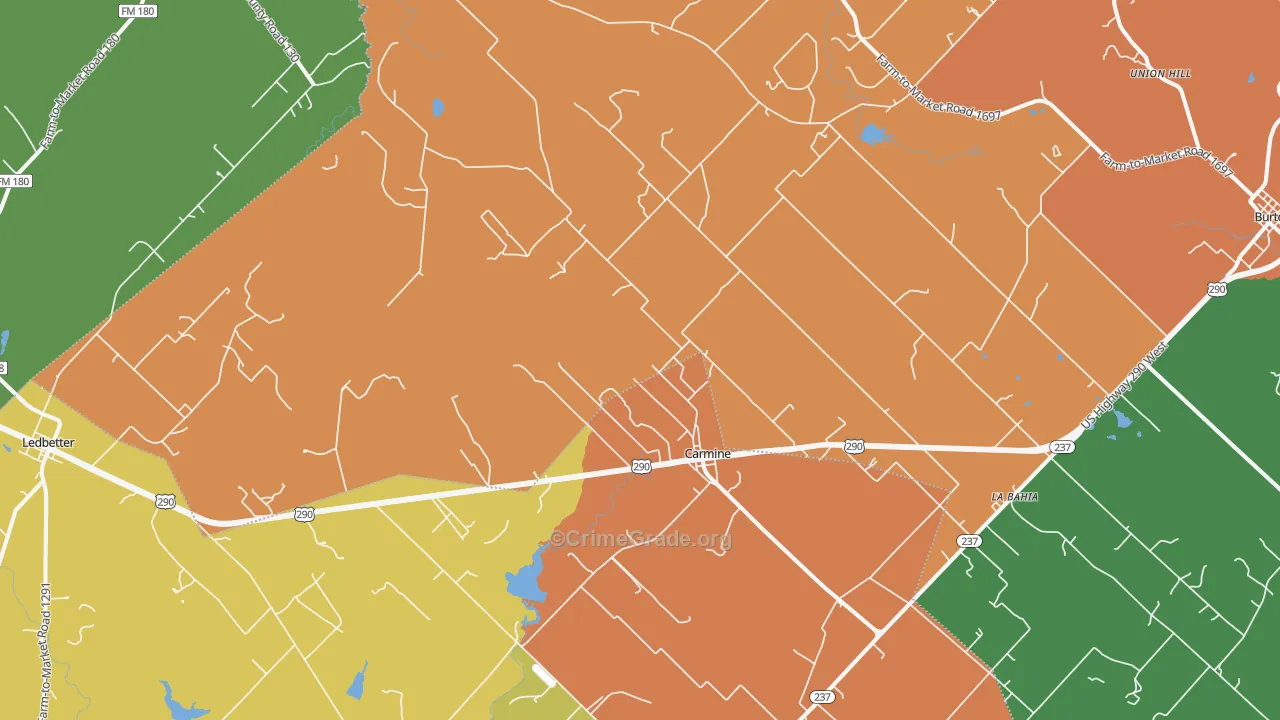Carmine, TX Map of Vandalism Rates