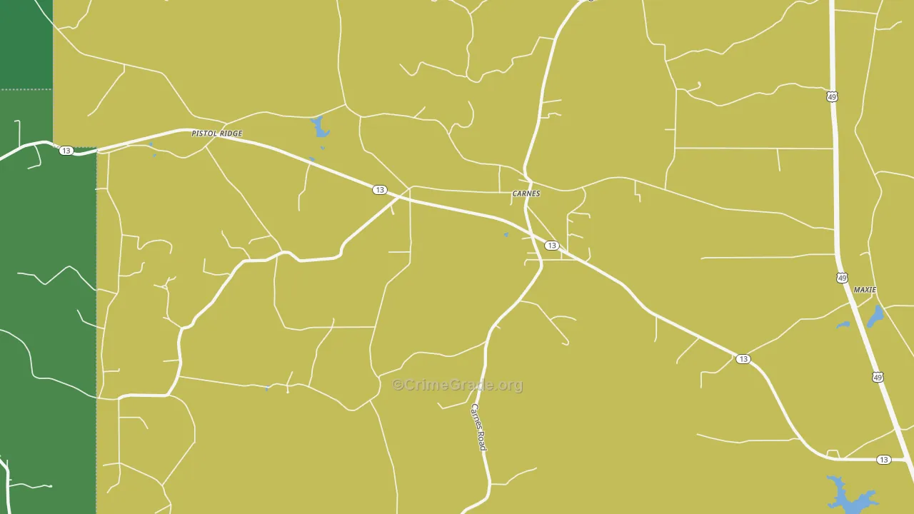 Carnes, MS Map of Vandalism Rates