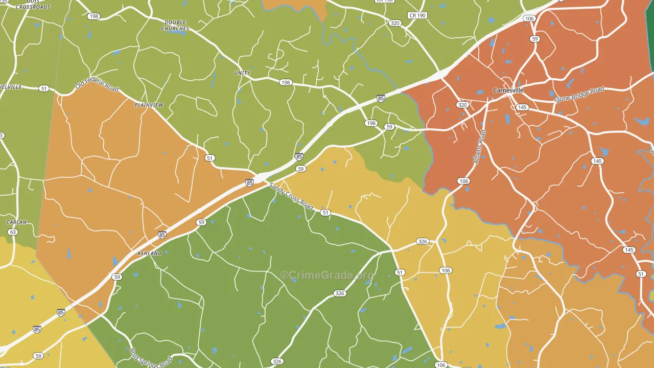 Carnesville, GA Map of Vandalism Rates