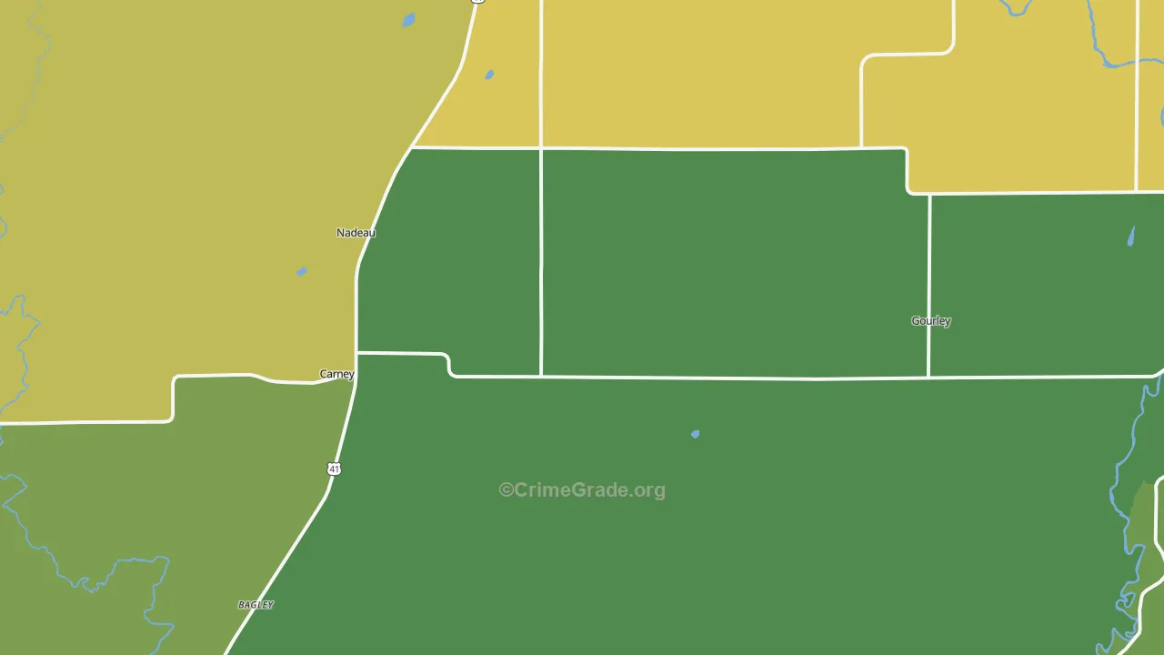 Carney, MI Map of Vandalism Rates