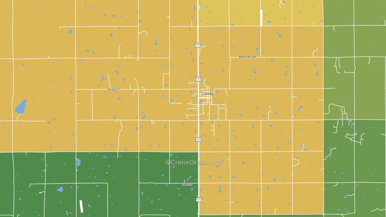 Carney, OK Map of Vandalism Rates