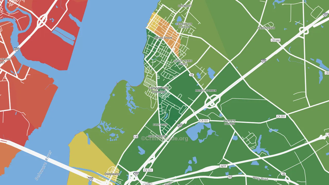 Carneys Point, NJ Map of Vandalism Rates