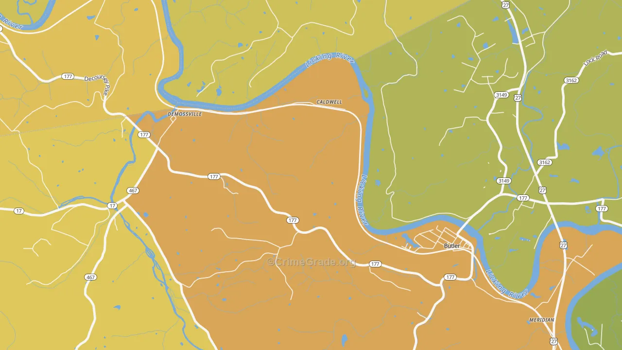 Carntown, KY Map of Vandalism Rates