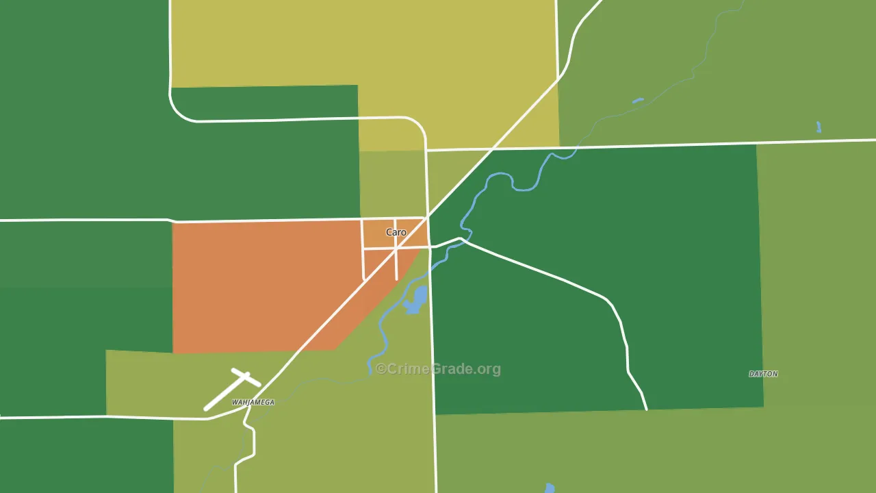 Caro, MI Map of Vandalism Rates