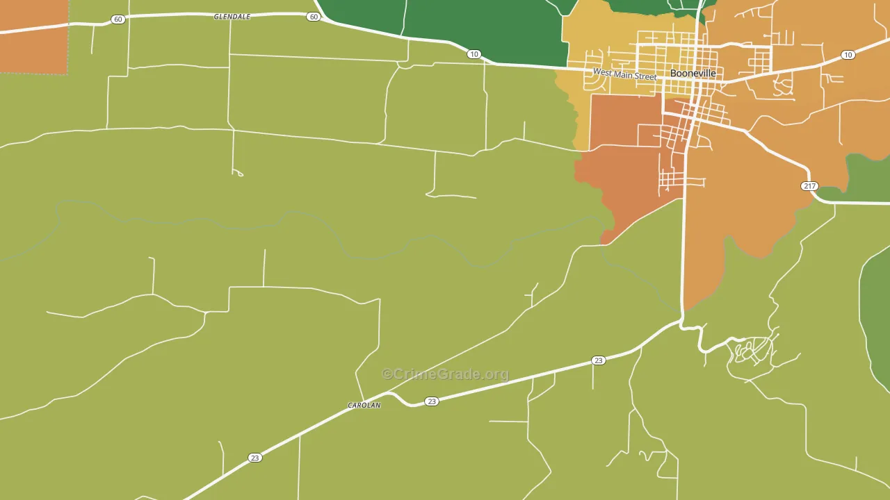 Carolan, AR Map of Vandalism Rates