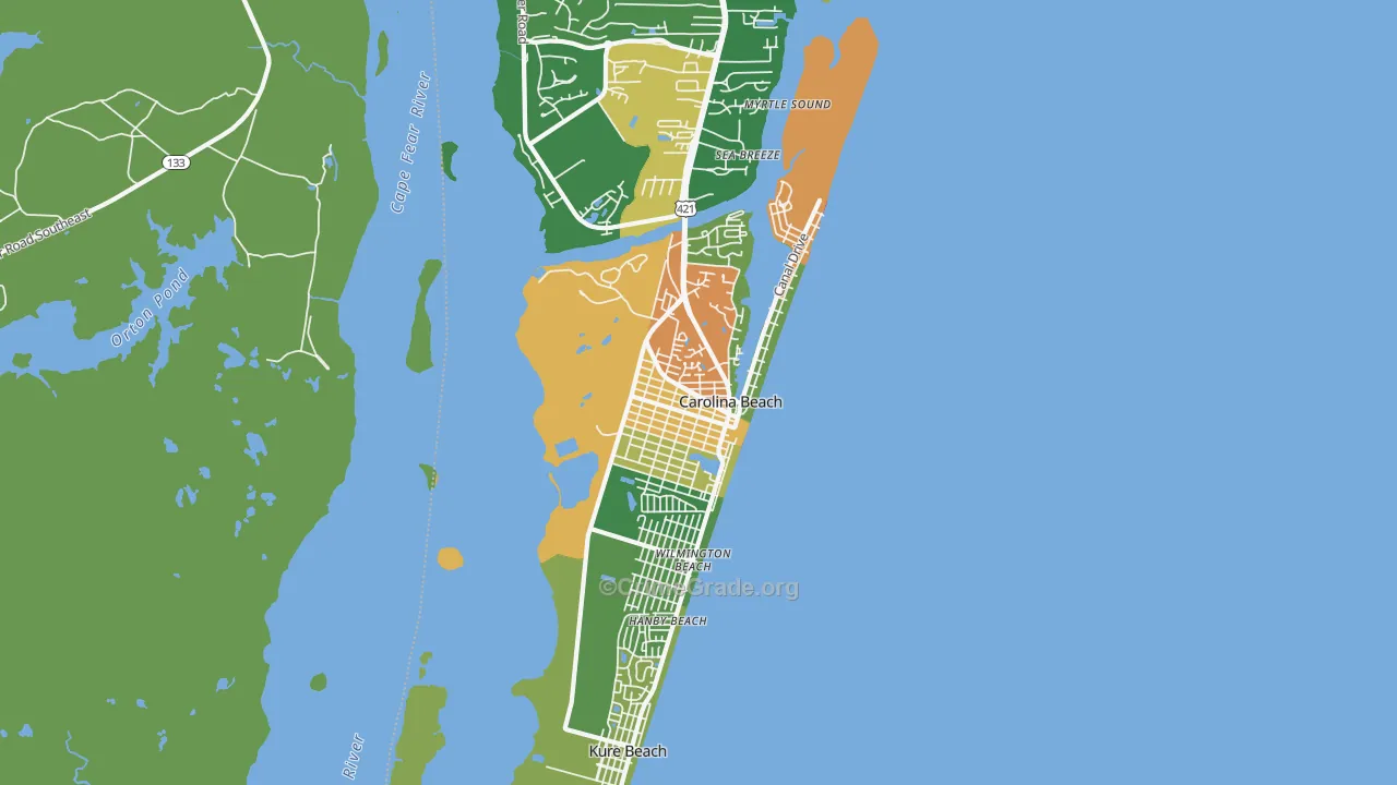 Carolina Beach, NC Map of Vandalism Rates