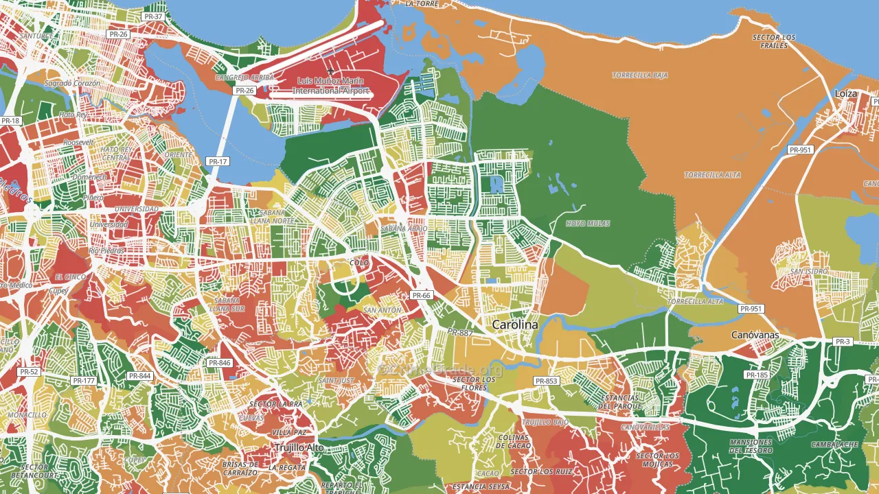 Carolina, PR Map of Vandalism Rates