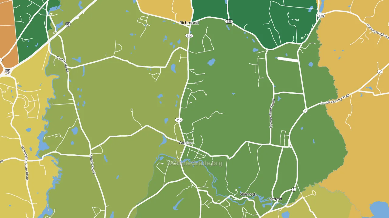Carolina, RI Map of Vandalism Rates