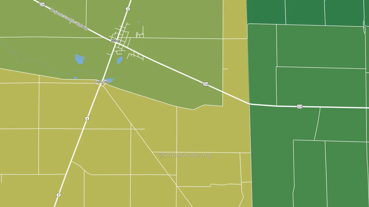 Caroline, OH Map of Vandalism Rates