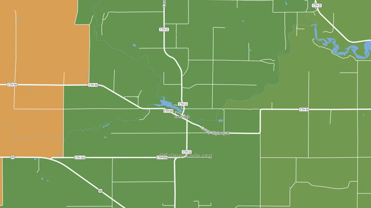 Caroline, WI Map of Vandalism Rates