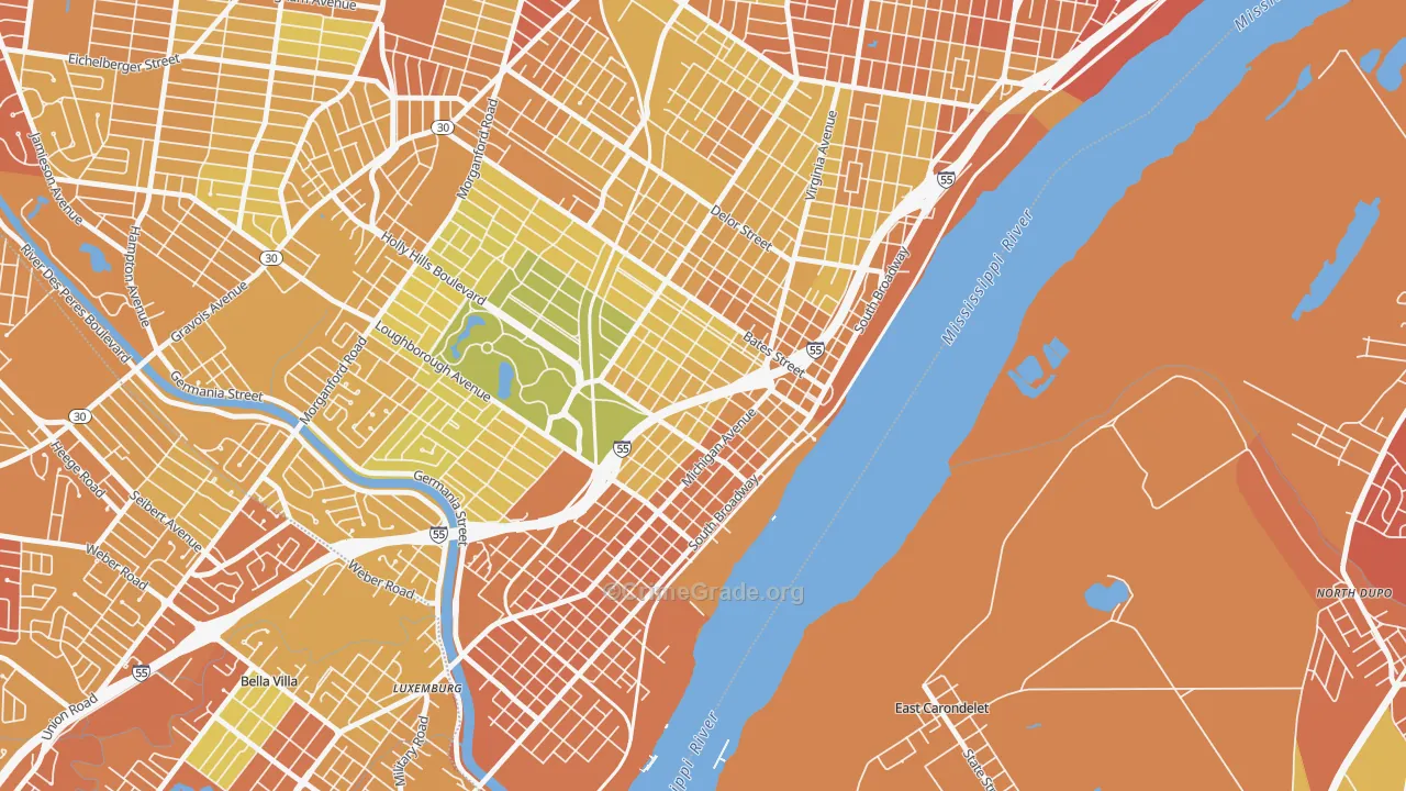 Carondelet, St. Louis, MO Map of Vandalism Rates