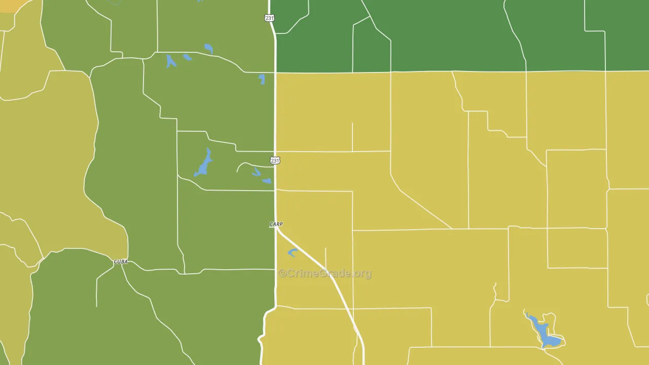 Carp, IN Map of Vandalism Rates