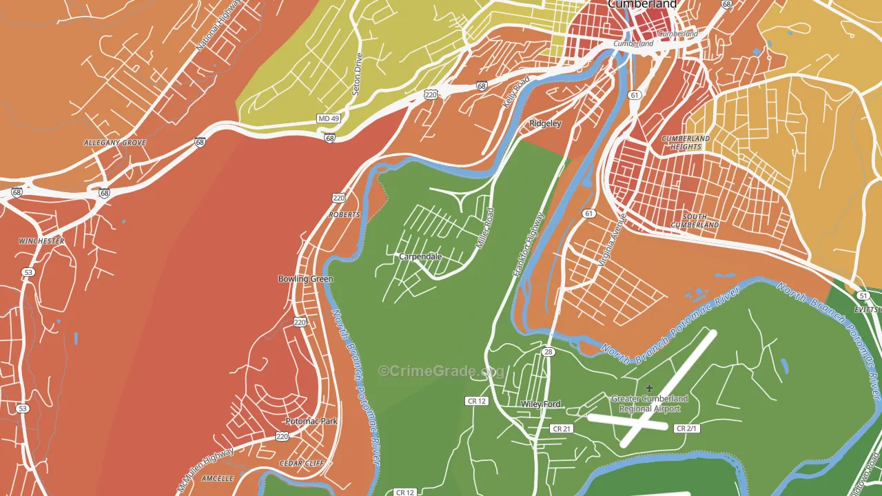 Carpendale, WV Map of Vandalism Rates