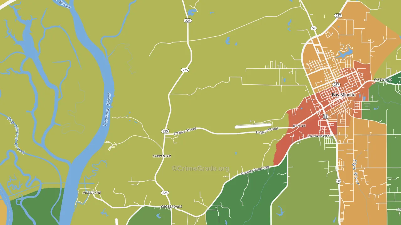 Carpenter, AL Map of Vandalism Rates