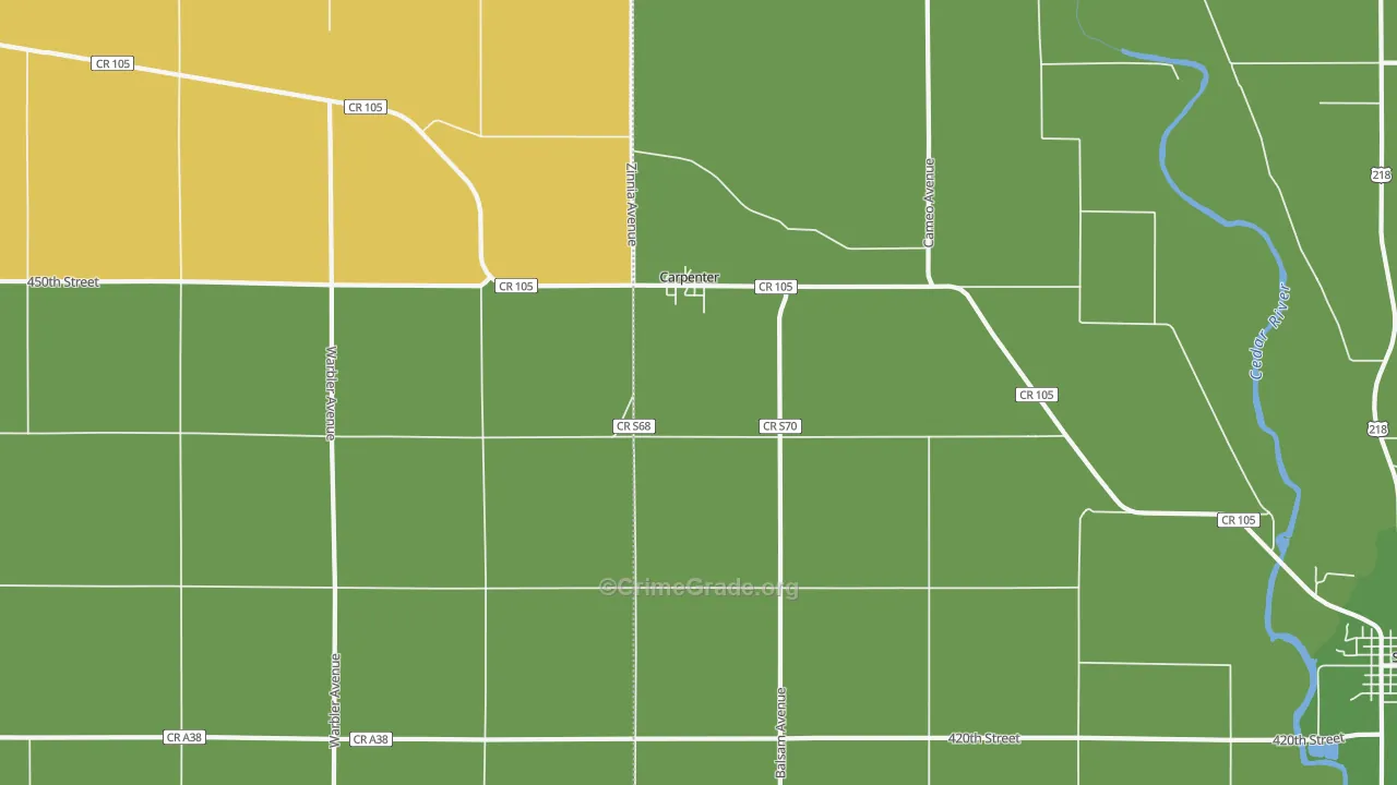 Carpenter, IA Map of Vandalism Rates