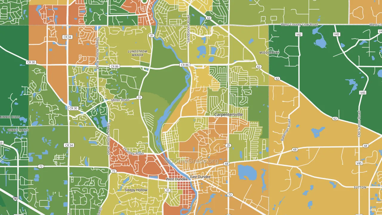 Carpentersville, IL Map of Vandalism Rates