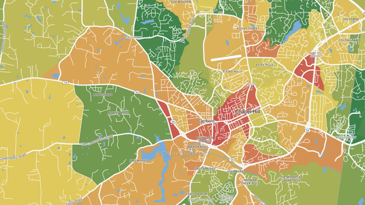Carrboro, NC Map of Vandalism Rates