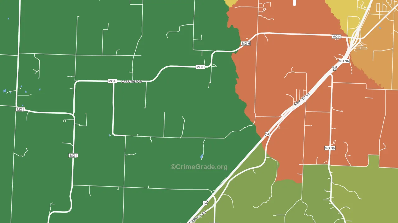 Carrington, MO Map of Vandalism Rates