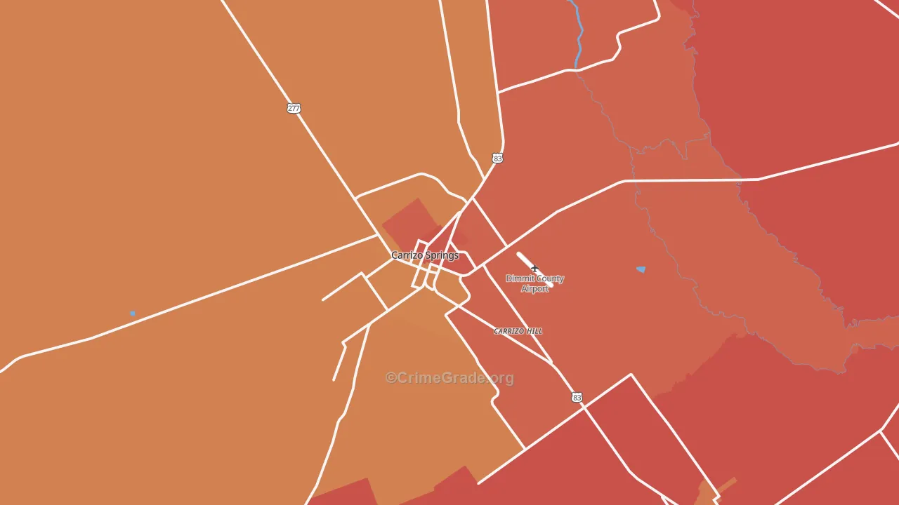 Carrizo Springs, TX Map of Vandalism Rates