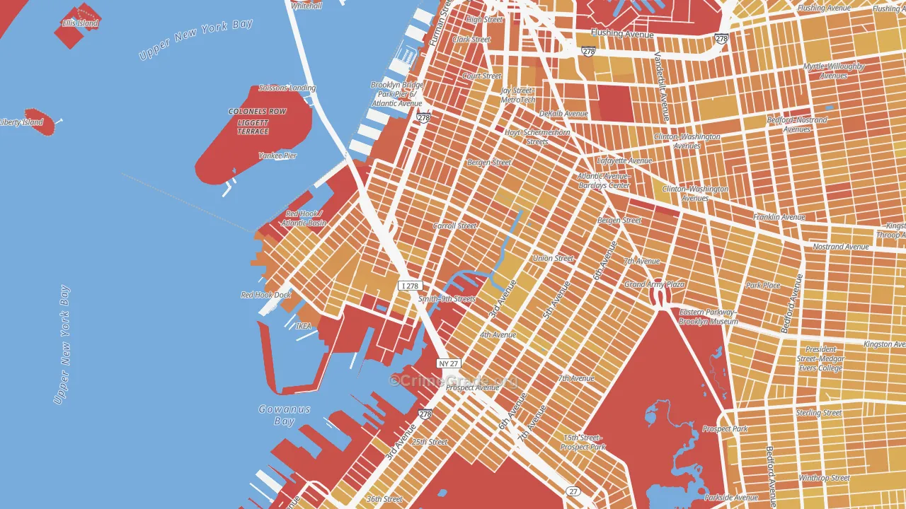 Carroll Gardens, Brooklyn, NY Map of Vandalism Rates
