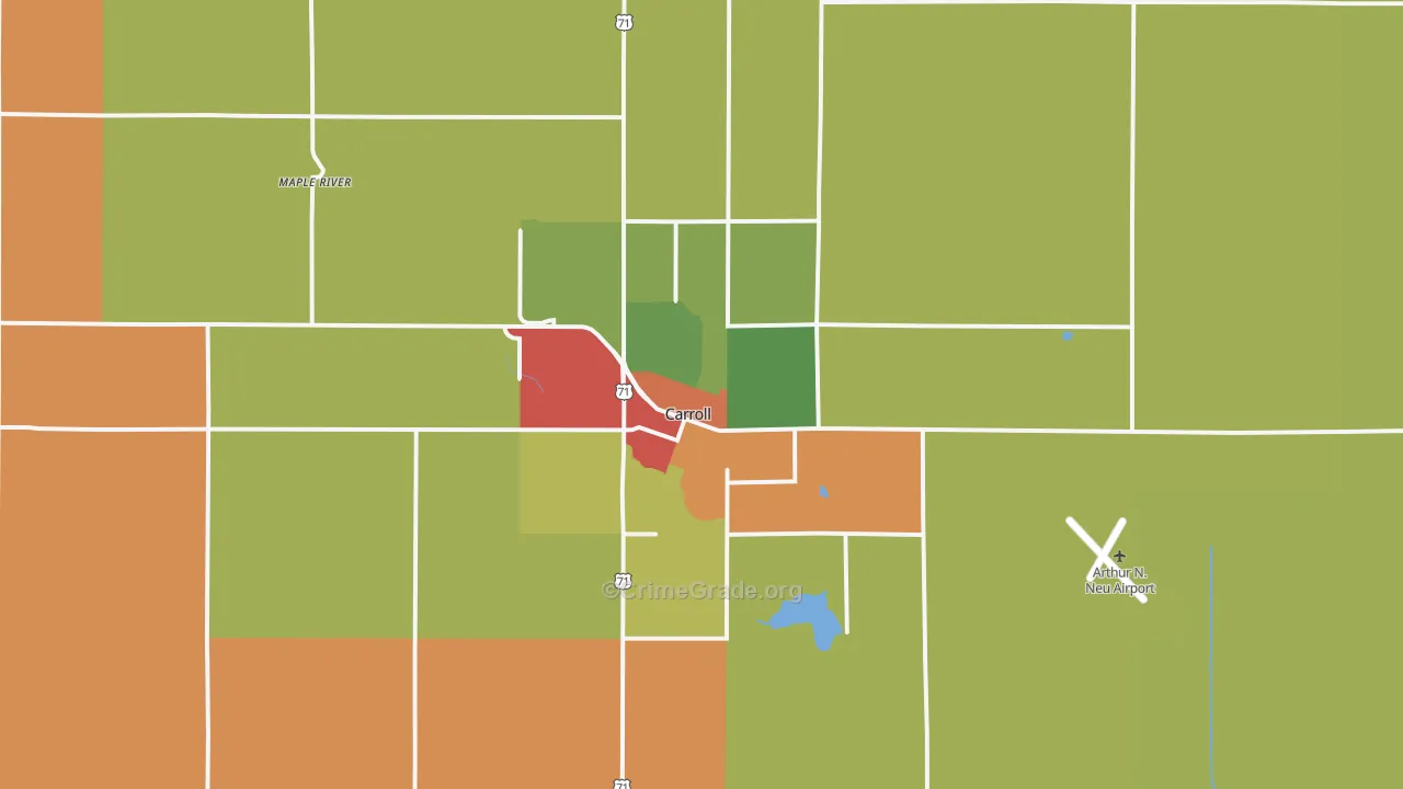 Carroll, IA Map of Vandalism Rates