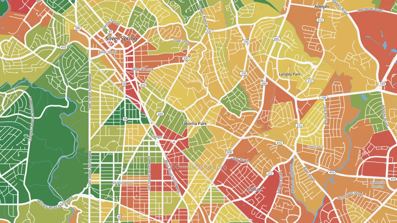 Carroll Manor, Takoma Park, MD Map of Vandalism Rates