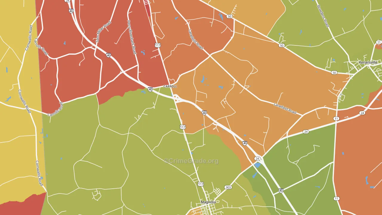 Carroll, NC Map of Vandalism Rates