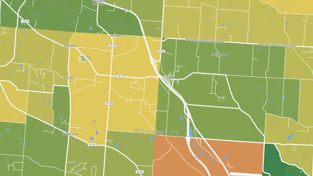 Carroll, OH Map of Vandalism Rates